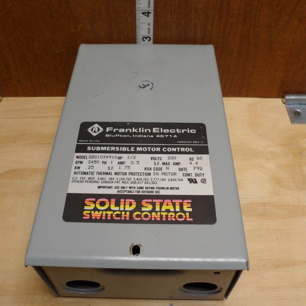 Used Franklin Electric Submersible Motor Control Box 230V 13Hp 60Hz